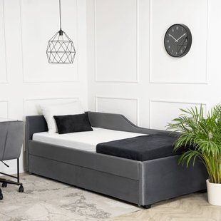 Ліжко MEBEL ELITE JONAS Welur 90x200 см Сірий