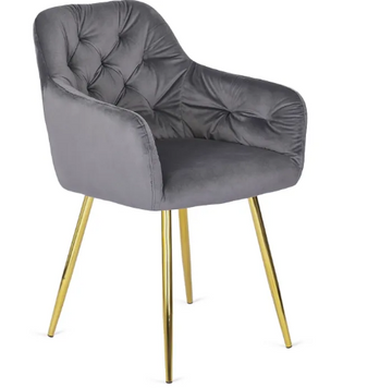 Стілець оксамитовий MEBEL ELITE RAYA Velvet сірий / золотий