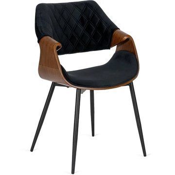 Стілець оксамитовий MEBEL ELITE DAKOTA Velvet чорний / горіховий