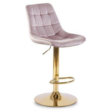 Барный стул бархатный MEBEL ELITE ARCOS Velvet розовый/золотой