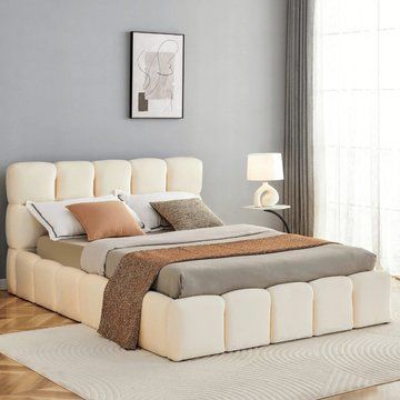 Кровать MEBEL ELITE MURACJA Welur 140x200 см Кремовая