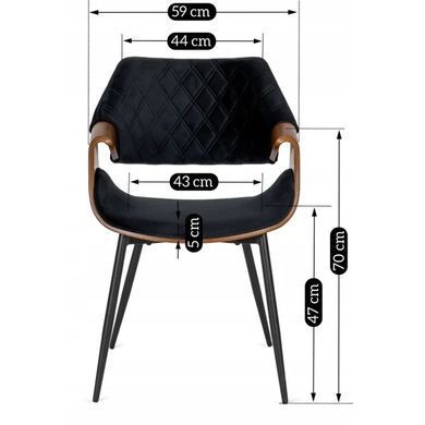 Стілець оксамитовий MEBEL ELITE DAKOTA велюр чорний / горіховий