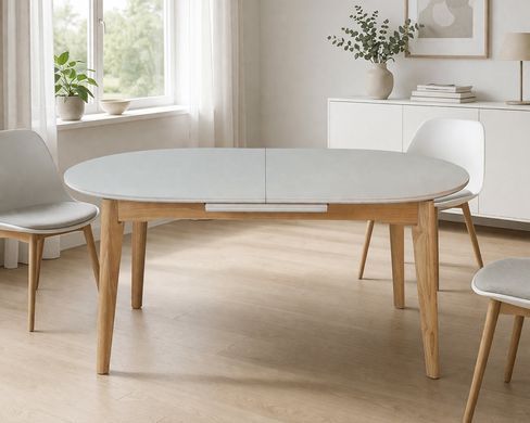 Стол ALBERTO CERAMIC 160(200)*90 см Бежевый мат/Дерево
