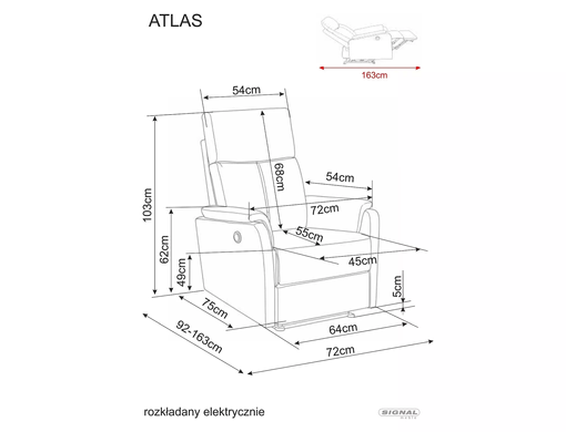 Кресло раскладное SIGNAL ATLAS RAVEN серый №07