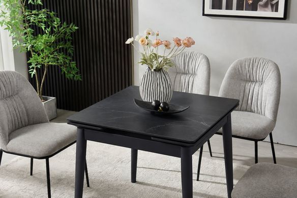Стіл AVENTO CERAMIC 80(130)*80 чорний/чорний