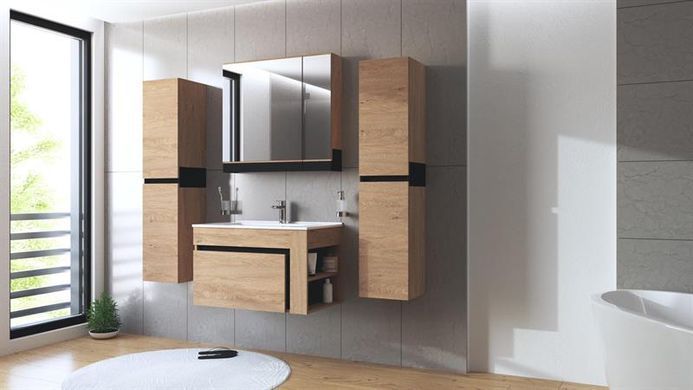 Шкаф настенный с зеркалом DUESA 80/2D Дуб золотой HALMAR
