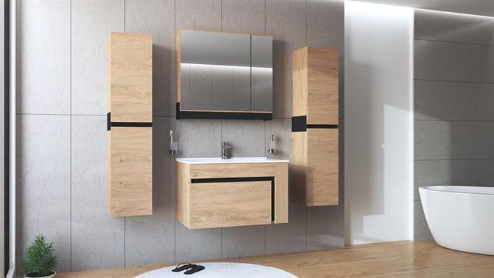 Шкаф настенный с зеркалом DUESA 80/2D Дуб золотой HALMAR