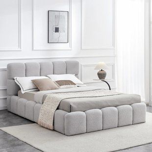 Ліжко MEBEL ELITE MURACJA Boucle 140x200 см Сірий