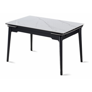 Стол INTARSIO BONN CERAMIC 130(180)*80 белый глянец/черный каркас