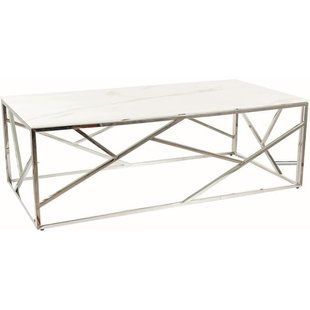 Журнальный столик Escada A II 120x60 см Белый Эффект Мрамора / Хром SIGNAL