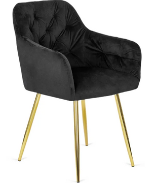 Стілець оксамитовий MEBEL ELITE RAYA Velvet чорний / золотий