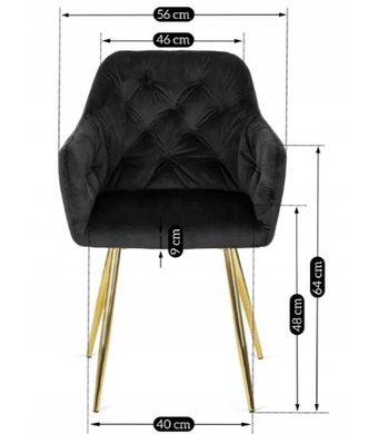 Стілець оксамитовий MEBEL ELITE RAYA Velvet чорний / золотий