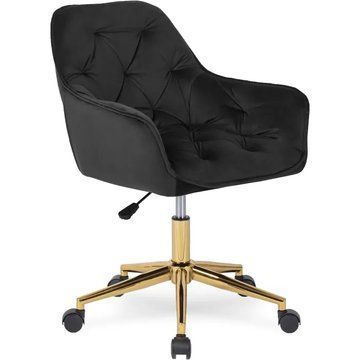 Кресло офисное поворотное бархатный MEBEL ELITE MILAN Velvet Черный / Золотой