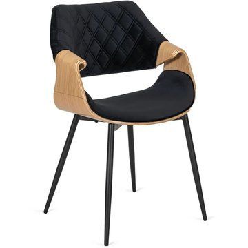 Стілець оксамитовий MEBEL ELITE DAKOTA Velvet Чорний / Золотий дуб