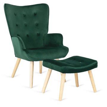 Кресло мягкое бархатное с подставкой для ног MEBEL ELITE LOZANO Velvet Зеленый