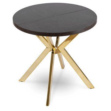 Розкладний обідній стіл MEBEL ELITE DORIAN 80(160)*80 Чорний/Золото