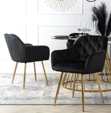 Стілець оксамитовий MEBEL ELITE RAYA Velvet чорний / золотий