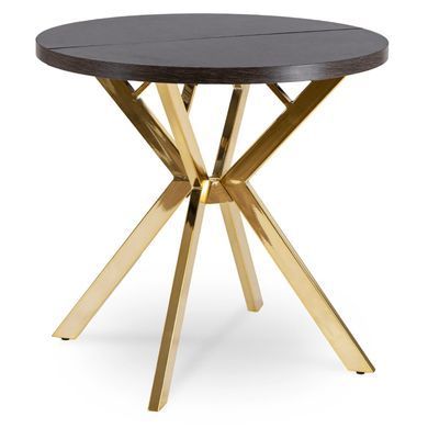Розкладний обідній стіл MEBEL ELITE DORIAN 80(160)*80 Чорний/Золото