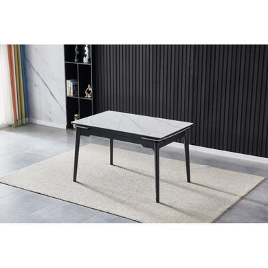 Стол INTARSIO BONN CERAMIC 130(180)*80 белый глянец/черный каркас
