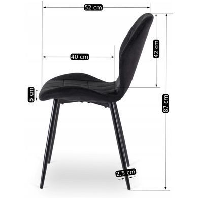 Стілець MEBEL ELITE IRYS Чорний велюр