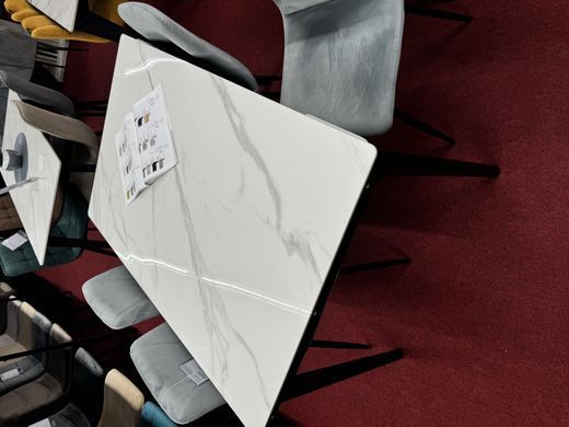 Стол INTARSIO BONN CERAMIC 130(180)*80 белый глянец/черный каркас