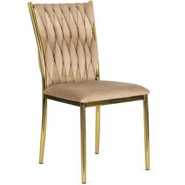Стілець оксамитовий MEBEL ELITE DAN Velvet Бежевий / Золотий