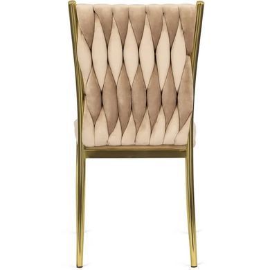 Стул бархатный MEBEL ELITE DAN велюр Бежевый / Золотой