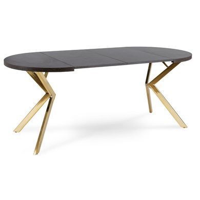 Раскладной обеденный стол MEBEL ELITE LUGO 90(190)* 76 см Черный/Золото