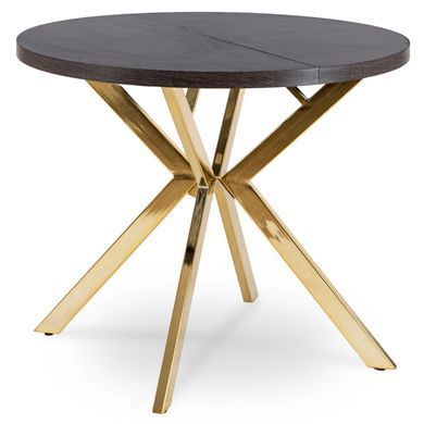 Раскладной обеденный стол MEBEL ELITE LUGO 90(190)* 76 см Черный/Золото