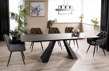 Стол Salvadore Ceramic 160(240)х90 см Эффект Дерева/Черный Мат SIGNAL