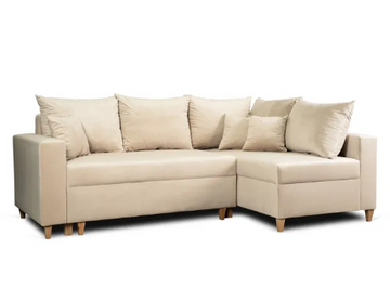 Угловой диван бархатный MEBEL ELITE MARKUS Velvet 238 см бежевый (правый)