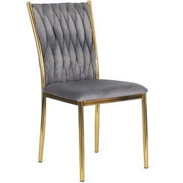 Стілець оксамитовий MEBEL ELITE DAN Velvet Сірий / Золотий