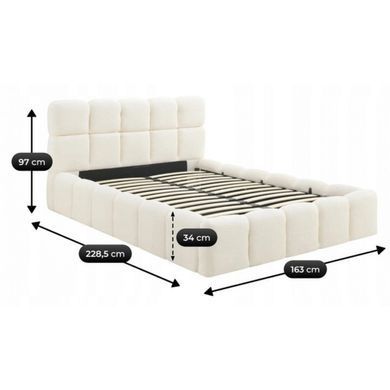 Ліжко MEBEL ELITE MURACJA Welur 160x200 см Кремовий