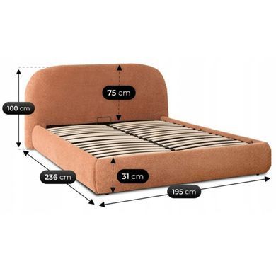 Ліжко MEBEL ELITE ROSSO Boucle 160x200 см Рудий