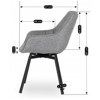Обідній стілець поворотний MEBEL ELITE LUNA 2 Сірий