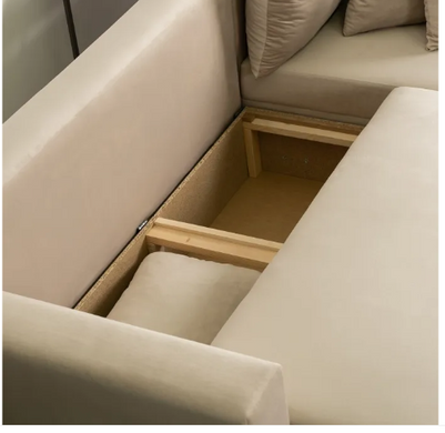 Кутовий диван оксамитовий MEBEL ELITE MARKUS Velvet 238 см бежевий (правий)