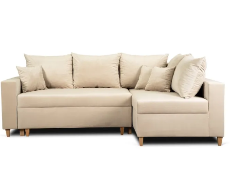 Кутовий диван оксамитовий MEBEL ELITE MARKUS Velvet 238 см бежевий (правий)