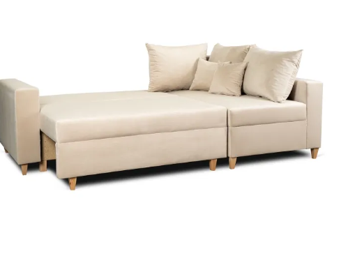 Кутовий диван оксамитовий MEBEL ELITE MARKUS Velvet 238 см бежевий (правий)