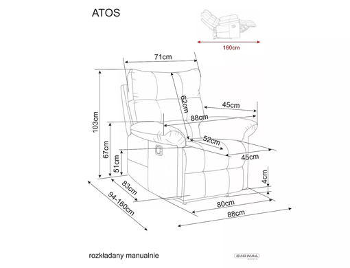 Крісло розкладне SIGNAL ATOS RAVEN сірий №07