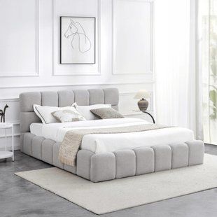 Ліжко MEBEL ELITE MURACJA Boucle 160x200 см Сірий