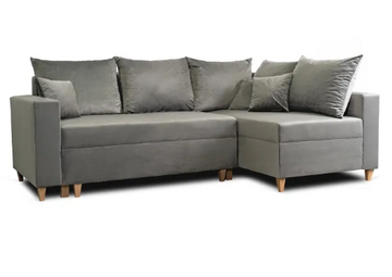 Угловой диван бархатный MEBEL ELITE MARKUS Velvet 238 см серый (правый)