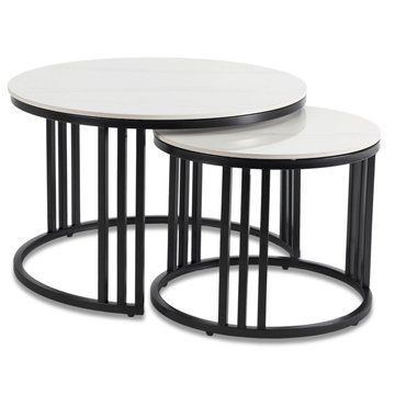 Комплект журнальных столов MEBEL ELITE JERRY Marmur 70* 70 см  Белый