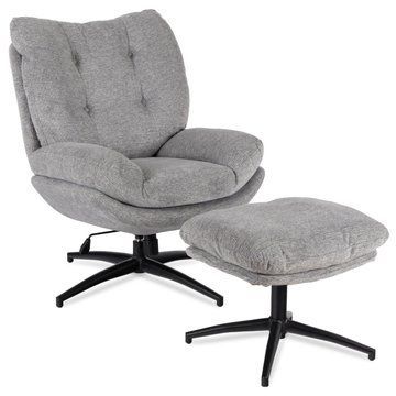 Кресло мягкое поворотное с подставкой MEBEL ELITE FREMONT Серый