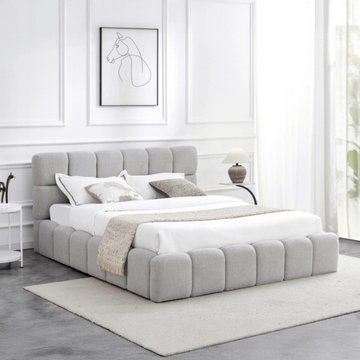 Кровать MEBEL ELITE MURACJA Boucle 160x200 см Серый