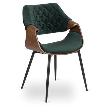 Стул бархатный MEBEL ELITE DAKOTA Velvet Зеленый / Орех