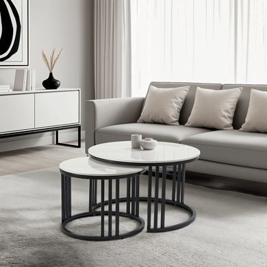 Комплект журнальних столів MEBEL ELITE JERRY Marmur 70* 70 см Білий