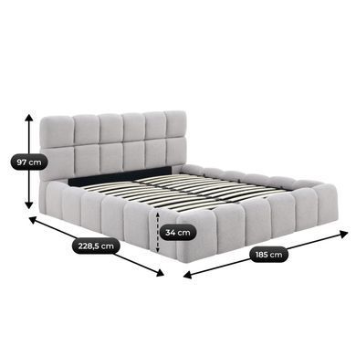 Кровать MEBEL ELITE MURACJA Boucle 160x200 см Серый