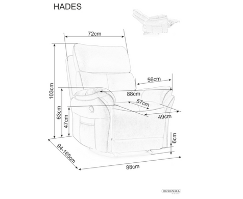Крісло розкладне Hades Сірий SIGNAL
