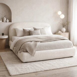 Ліжко MEBEL ELITE ROSSO Boucle 160x200 см Кремовий