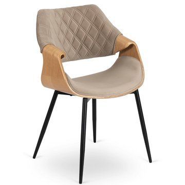 Стул бархатный MEBEL ELITE DAKOTA Velvet Бежевый / Золотой дуб
